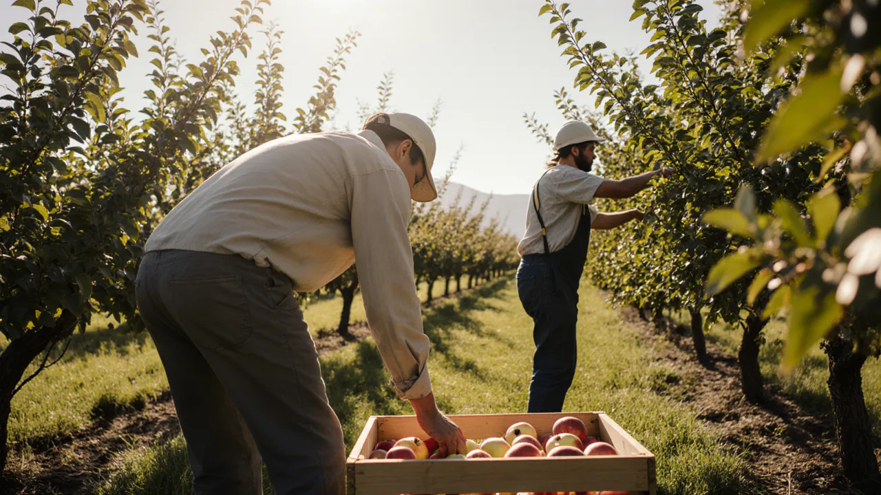 Agricultural workers harvesting on a Canadian farm &middot; LMIA and SAWP immigration pathways
